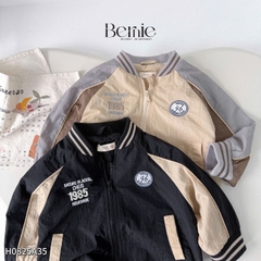 Áo khoác gió 2 lớp áo bomber phong cách thể thao họa tiết thêu cho bé trai bé gái size 9 đến 25kg BERNIE H0825A35