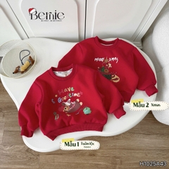 Áo Noel màu đỏ áo thun Giáng sinh cho bé trai bé gái tay dài chất nỉ 2 da size 1 đến 7 tuổi BERNIE H1025A43