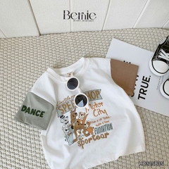 Set bộ tay ngắn phối màu họa tiết hoạt hình Motor City cho bé trai kèm quần short size 9 tới 28kg BERNIE H0325B35