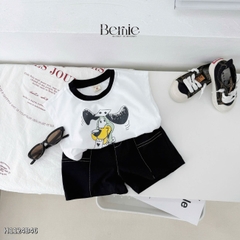 Set bộ polo bé trai áo thun polo họa tiết khủng long quần short kaki 1 đến 7 tuổi BERNIE H1124B39