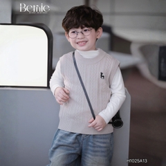 Áo gile len dệt unisex bé trai bé gái phối hình thêu Tuần lộc phong cách hàn quốc 1 đến 7 tuổi BERNIE H1025A13