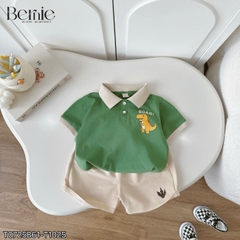 Set bộ polo tay ngắn họa tiết khủng long và ô tô kèm quần short đùi bé trai 9 tới 28kg BERNIE T0725B61