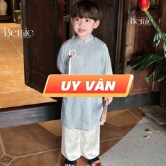 Set áo dài cách tân màu đỏ xanh bé trai Uy Vân gấm vân cát size 9 đến 25kg BERNIE T1025B01