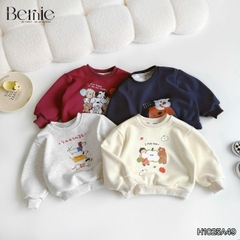 Áo thun áo nỉ lót lông tay dài họa tiết nghộ nghĩnh nhiều màu cho bé trai bé gái size 11 tới 28kg BERNIE H1025A49