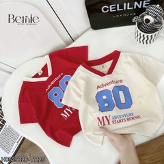 Set bộ thể thao phối màu tay ngắn họa tiết chữ kèm quần short viền cho bé trai size 9 tới 28kg BERNIE H0525B26