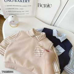 Set gilê kẻ 3 chi tiết áo sơ mi dài tay áo gi lê quần kaki cho né trai 1 đến 7 tuổi BERNIE 0724B40