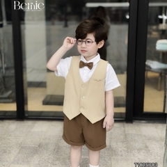  Set vest gi lê tay ngắn 4 chi tiết phối màu Classic Boy cho bé trai phong cách Hàn quốc size 8 tới 25kg BERNIE T1025B03