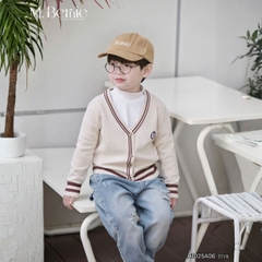 Áo len Cadigan Smart Boy phong cách vintage họa tiết huy hiệu cho bé trai bé gái size 9 đến 25kg BERNIE H1025A06