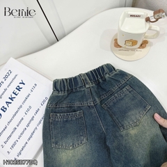 Quần jean quần denim dài ống suông STREET wash mài nhẹ cho bé trai bé gái size 9 tới 25kg BERNIE H1025B77Đ