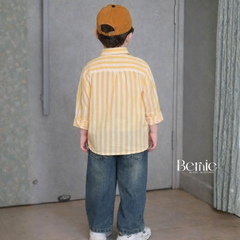 Set đồ áo sơ mi dài tay kèm quần jean và áo thun bên trong, set sơ mi dài sọc kẻ phong cách hàn quốc 1 đến 7 tuổi BERNIE H1025B77Đ