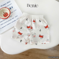 Set bộ Polo Crab màu đỏ cho bé trai áo thun polo tay ngắn và quần short kaki họa tiết size 9 tới 28kg BERNIE H1225B20Đ