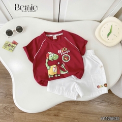 Set bộ khủng long Big Player cho bé trai áo tay ngắn raplang kèm quần short kaki bé trai 9 tới 28kg BERNIE H1125B32