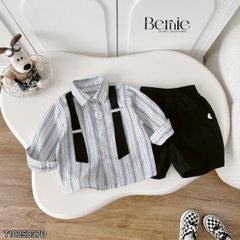 Set sơ mi dài tay phối sọc dây đai Urban bé trai phong cách công tử kèm quần dài BERNIE T1025B37Đ