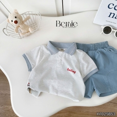 Set bộ polo đi biển cho bé trai áo thun polo tay ngắn và quần short jean size 9 tới 28kg BERNIE H1025B53