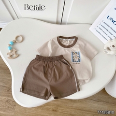  Set bộ thể thao cho bé trai áo thun tay ngắn họa tiết cún Puppy kèm quần short 9 tới 28kg BERNIE T1125B10