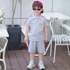 Set bộ polo cho bé trai áo thun tay ngắn họa tiết câụ bé kèm quần short size 1 đến 7 tuổi BERNIE T0425B64