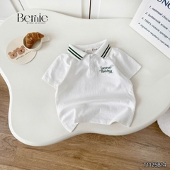 Set bộ polo tay ngắn cổ dệt thêu họa tiết Holiday xanh kèm quần short size 9 tới 28kg BERNIE T1125B14