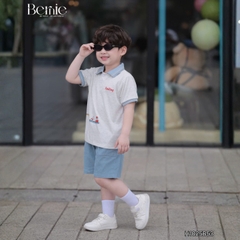 Set bộ polo đi biển cho bé trai áo thun polo tay ngắn và quần short jean size 9 tới 28kg BERNIE H1025B53