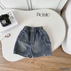 Set bộ sơ mi cho bé trai áo tay ngắn họa tiết Grafiti kèm quần short jean size 11 đến 28kg BERNIE T1225B09