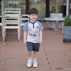 Set bộ cộc tay raplang họa tiết Worker Cars và quần short bé trai đi chơi đi biển 9 tới 25kg BERNIE H1125B42