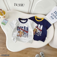 Set bộ tay ngắn đi chơi đi biển cho bé trai Ocean boy áo thun và quần short kaki size 9 tới 28kg BERNIE H1125B45