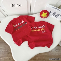 Áo thun áo Cờ đỏ sao vàng Việt Nam chất cotton tay ngắn unisex cho bé trai bé gái size 9 tới 28kg BERNIE H0226A24Đ