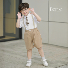 Set vest gile HOÀNG TỬ cúc trắng 5CT cho bé trai thôi nôi sinh nhật đi tiệc 1 đến 7 tuổi BERNIE H0625B11