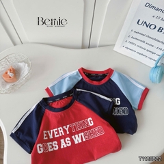 Set bộ thể thao cộc tay raplang phối màu họa tiết Everything và quần short bé trai size 9 tới 25kg BERNIE H1125B42