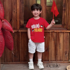 Set bộ cộc tay cho bé trai áo thun họa tiết người Việt nam kèm quần short size 9kg đến 28kg BERNIE H0226B22Đ 