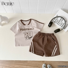 Set bộ thể thao Football cho bé trai áo tay ngắn họa tiết in chữ và số 10 kèm quần short size 9 tới 28kg BERNIE H1125B36