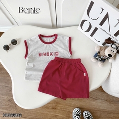 Set bộ cotton áo thun tanktop BNE KID kèm quần short cho bé trai đi chơi đi học size 9 đến 28kg BERNIE H0326B33