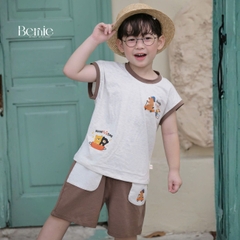 Set bộ tanktop cho bé trai họa tiết Brownie phong cách hàn quốc kèm quần short size 9 tới 28kg BERNIE T0326B46