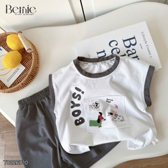Set bộ bé trai áo tanktop họa tiết Boys phong cách hàn quốc kèm quần short size 1 tới 7 tuổi BERNIE T0226B10