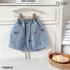  Quần short quần jean thêu Cún dễ thương cho bé trai đi chơi đi học size 11kg tới 28kg BERNIE KIDS T0326Q15