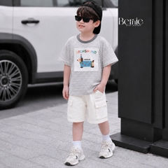 Quần short quần kaki đùi phối túi hộp 2 bên cho bé trai đi chơi đi học size 9 tới 28kg BERNIE T1225Q33