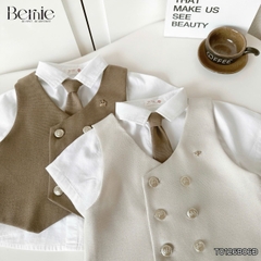 Set bộ vest gile Hoàng gia cho bé trai áo sơ mi tay ngắn phối gile kèm quần và cà vạt 1 đến 7 tuổi BERNIE T0126B06Đ 