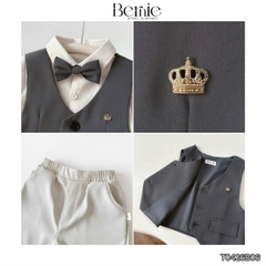 Set bộ vest gile Quý tộc cho bé trai áo sơ mi tay ngắn phối gile kèm quần và nơ cà vạt 9 tới 25kg BERNIE T0426B06