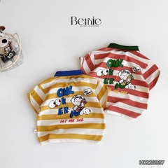 Set bộ thun áo polo tay ngắn họa tiết kẻ sắc màu kèm quần short kaki cho bé trai size 11 đến 28kg BERNIE H0226B37