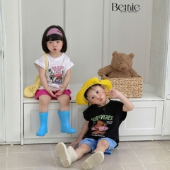 Set bộ unisex cho bé trai bé gái áo thun tanktop Style kèm quần short đi chơi đi biển size 1 tới 7 tuổi BERNIE H0326B36