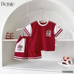 Set bộ bé trai áo thun tay ngắn Trung thu Lân đỏ kèm quần short cho bé trai size 9 đến 25kg BERNIE T0626B53