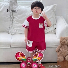 Set bộ bé trai áo thun tay ngắn Trung thu Lân đỏ kèm quần short cho bé trai size 9 đến 25kg BERNIE T0626B53