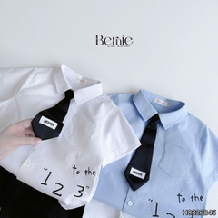  Set sơ mi 3CT cho bé trai áo tay ngắn phối cà vạt kèm quần short bé đi học đi chơi 11 tới 28kg BERNIE H0326B45