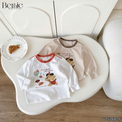 Set bộ cotton áo tay dài phối cổ Picnic Bear kèm quần dài cho bé trai size 9 tới 25kg BERNIE V0526B28