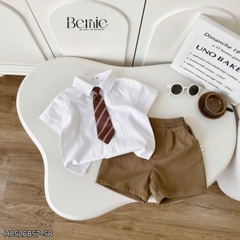 Set vest gi lê 4CT phối viền Royal cho bé trai bé gái kèm cà vạt hoặc nơ size 9 tới 28kg BERNIE H0526B58 