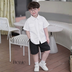 Set bộ sơ mi Vigorous áo sơ mi tay ngắn kèm quần short cho bé trai từ 9 đến 28kg BERNIE H0726Q25