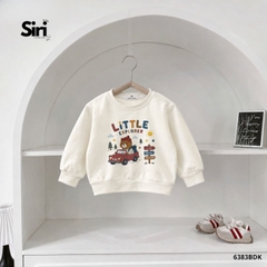Set bộ dài tay chất thun cotton áo be họa tiết Little Explorer kèm quần dài đỏ size 10 tới 27kg BERNIE SIRI 6383BDK