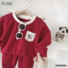 Set bộ cotton nỉ 2 da cho bé trai áo tay dài Freedom Boy kèm quần size 9kg tới 26kg BERNIE H0526B34