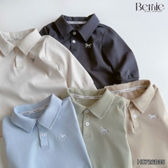 Set bộ dài chất thun cotton áo polo thêu ngựa kèm quần dài cho bé trai size 9 tới 25kg BERNIE H0726B35