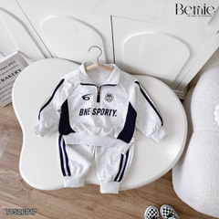 Set bộ thể thao bé trai áo hoodie tay dài cố phối dây kéo kèm quần dài BNE SPORTY 11 tới 28kg BERNIE T0526B17