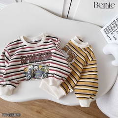 Set bộ dài thu đông áo dài tay kẻ họa tiết Fun Day kèm quần jean dài size 9 tới 28kg BERNIE H0426B26